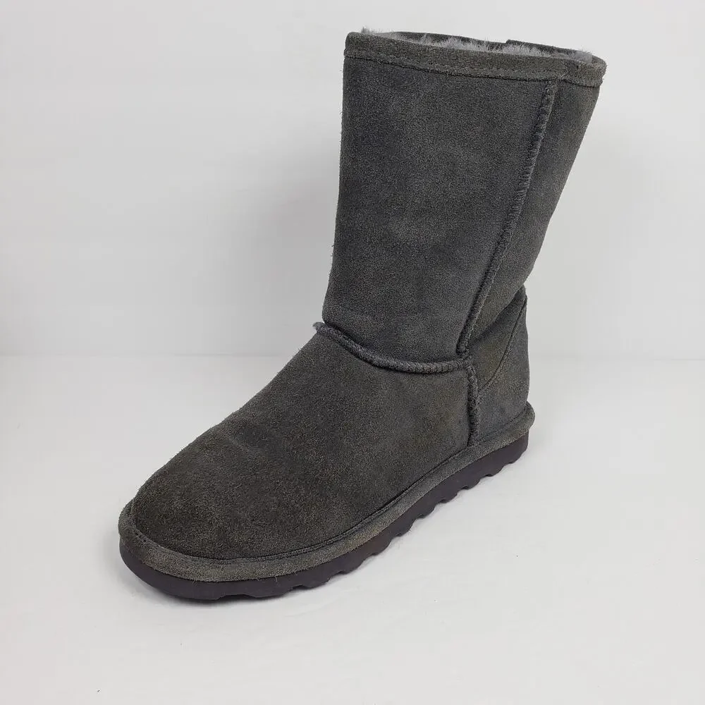 BearPaw Elle Short Womens Size 7 Gray Suede Sheepskin Warm Winter Boots 1962W